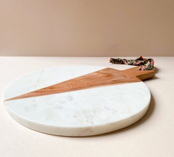 White marble & babool wood cheese board 2