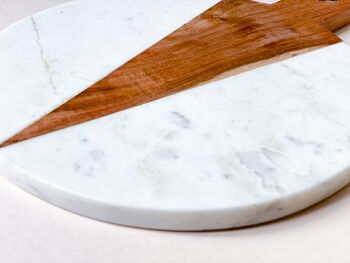 White marble & babool wood cheese board 3