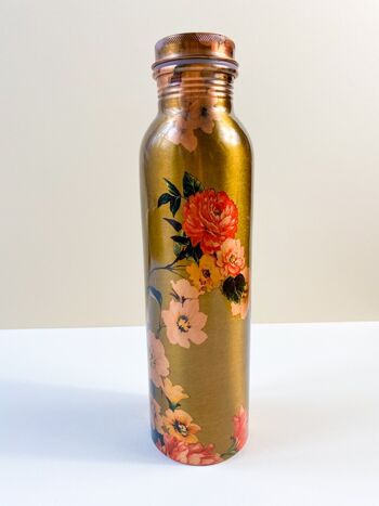 Bouteille d'eau en cuivre avec motif floral imprimé 2