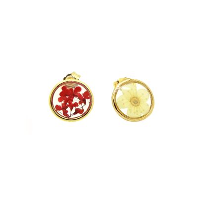 Natural flower earrings Red plum blossom Torilis | Floral earrings | Floral jewelry | 14k gold filled