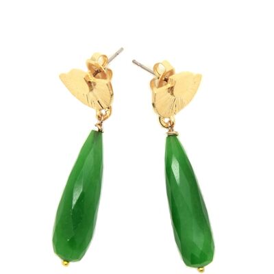 Boucles d'oreilles jade vert | boucles d'oreilles minérales | boucles d'oreilles en pierre|  bijou en pierre | bijoux lithothérapie | plaqué or 3 microns
