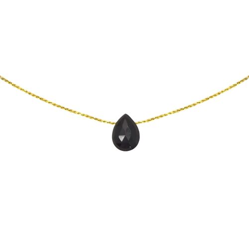 Collier agate noire | collier minéral | collier en pierre | bijou de lithothérapie | or gold filled 14k