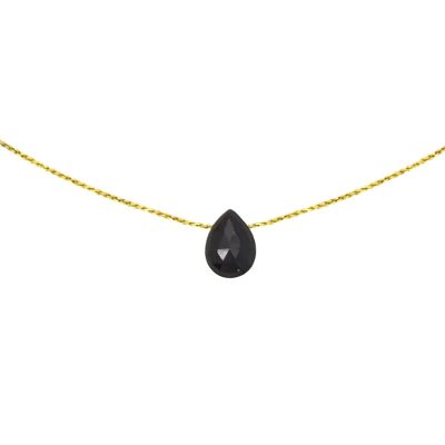 Schwarze Achat Halskette | Mineralkette | Steinkette | Lithotherapie-Juwel | 14-karätiges Gold gefüllt