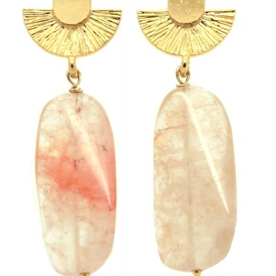 Rose quartz earrings | mineral earrings | stone earrings | stone jewelry | lithotherapy jewel | 3 micron gold plated