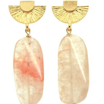 Rose quartz earrings | mineral earrings | stone earrings | stone jewelry | lithotherapy jewel | 3 micron gold plated
