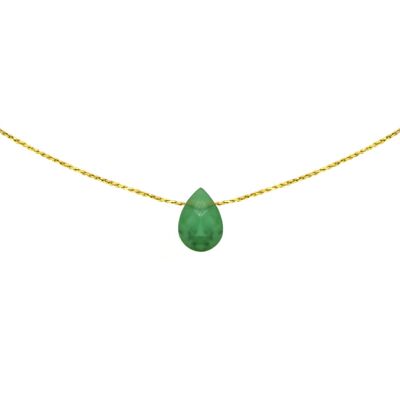 Smaragd Halskette | Mineralkette | Steinkette | Lithotherapie-Juwel | 14-karätiges Gold gefüllt