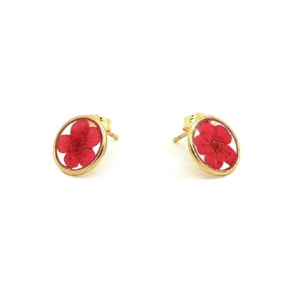 Red natural flower earrings | Floral earrings | Floral jewelry | 14k gold filled
