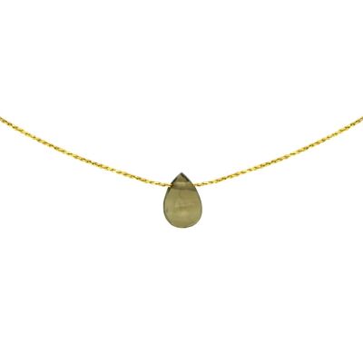 Rauchquarz Halskette | Mineralkette | Steinkette | Lithotherapie-Schmuck | 14-karätiges Gold gefüllt