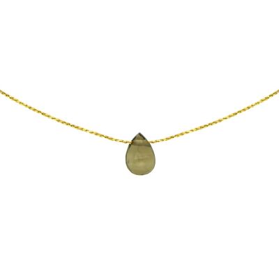 Collana al quarzo fumé | Collana minerale | Collana di pietra | Gioielli per litoterapia | Riempito in oro 14k