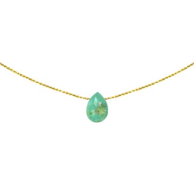 Collana turchese | collana minerale | collana di pietre | gioiello della litoterapia | Riempito in oro 14k