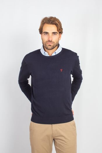 Pull col rond bleu marine 3 1