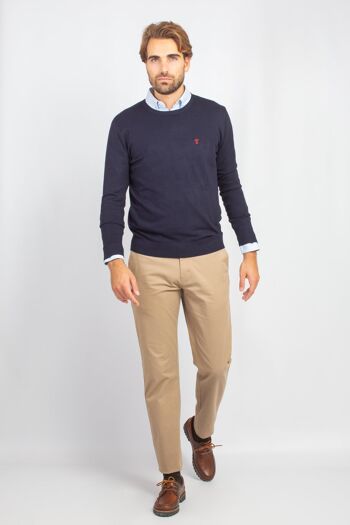 Pull col rond bleu marine 3 2