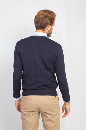 Pull col rond bleu marine 3 5