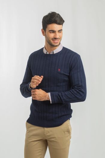 Pull Col Rond Bleu Marine 4 1