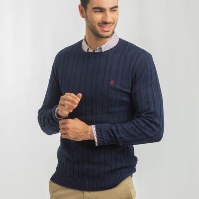 Pull Col Rond Bleu Marine 4