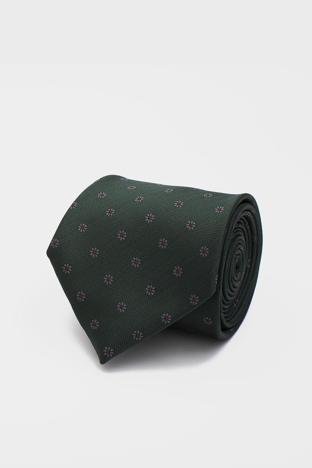 Cravatta Solera Verde Fiori Rossi