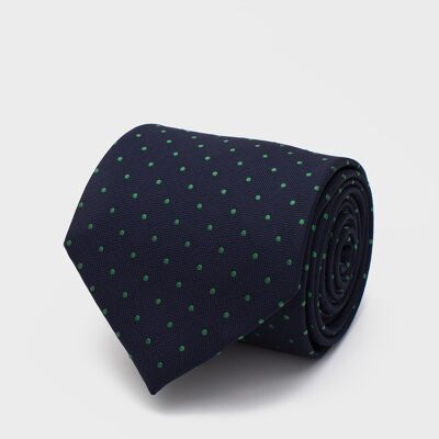 Cravatta a pois verde navy