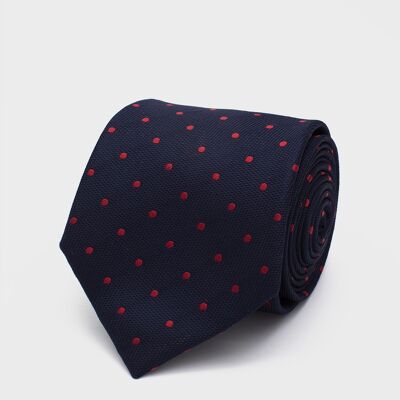 Cravatta a maglia grande blu scuro e rossa