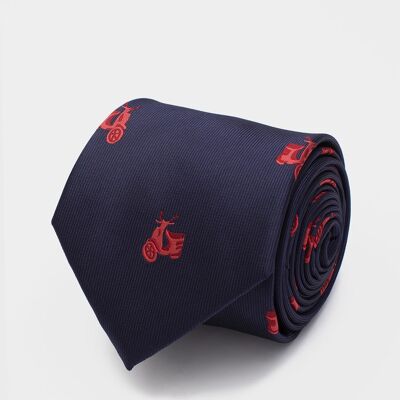 Navy And Red Motor Tie