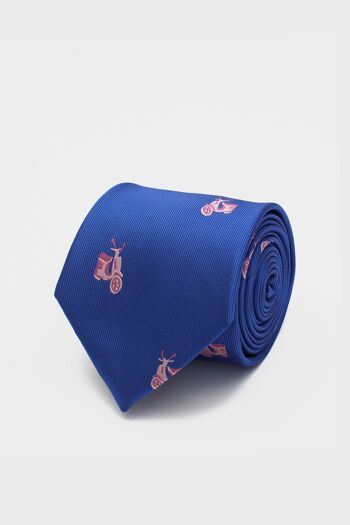 Cravate Moteur Bleu Et Rose 1