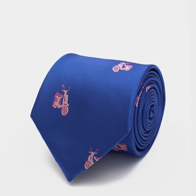 Cravate Moteur Bleu Et Rose