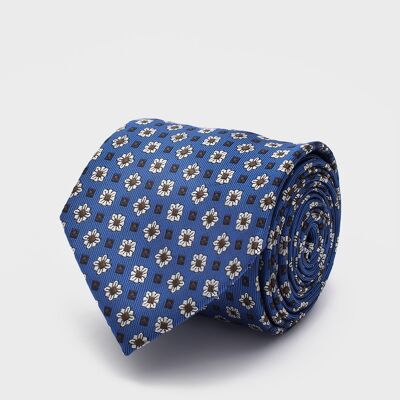Blue And Brown Flower Tie