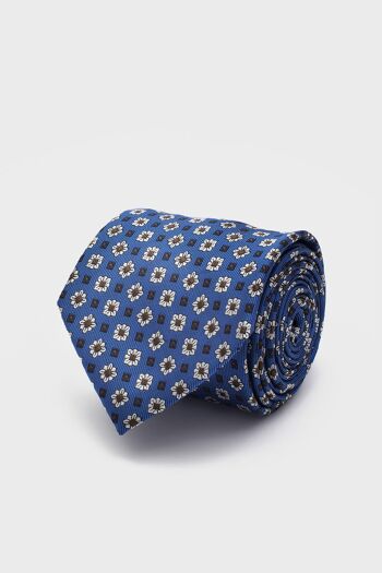 Cravate Fleur Bleue Et Marron 1