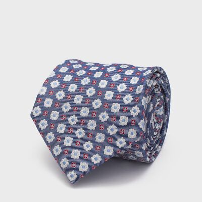 Cravate double fleurs bleues