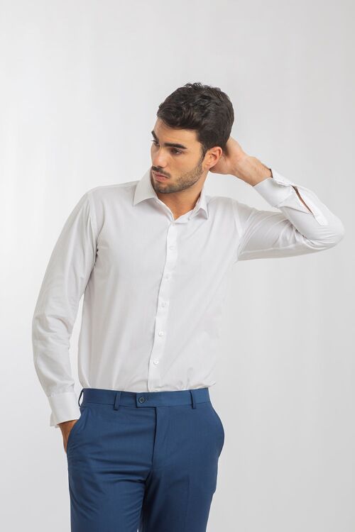 Camisa Cuello Italiano Blanco