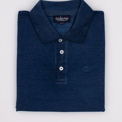 Marineblau gestreiftes Single-Jersey-Poloshirt