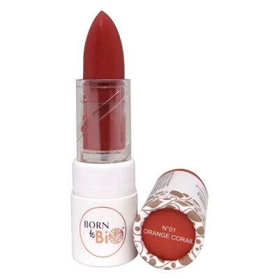 ROUGE A LEVRES BRILLANT N° 1 ORANGE CORAIL - Certifié Bio