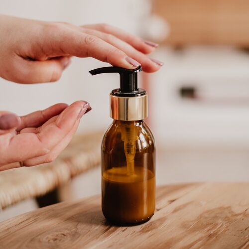 8 Flacons distributeur de savon or 100 ml en verre ambré rechargeable - Burette