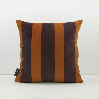 Cushion cover Stripe Velvet Aubergine-Copper Aubergine/Copper 40x40cm