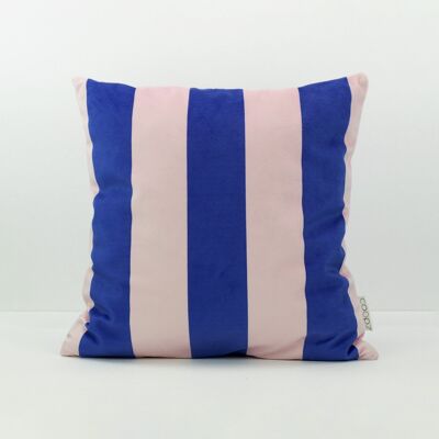 Cushion cover Stripe Velvet Blue-Rosa Blue/Rose 50x50cm
