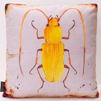 Coussin longicorne jaune 40x40cm 2