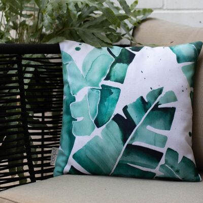 Cushion Cover Watercolor Palm Leaf Canvas Green Green 50x50cm