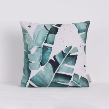 Housse de Coussin Aquarelle Feuille de Palmier Toile Vert Vert 60x60cm 2