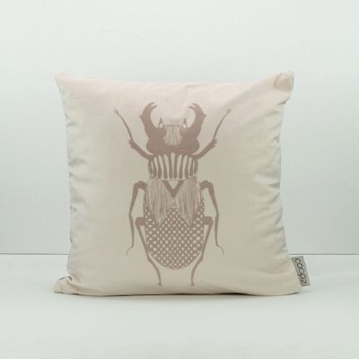 Cushion cover stag beetle graphic velvet cream cream 50x50cm