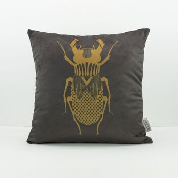 Taie d'Oreiller Stag Beetle Velours Graphique Bois Bois/Laiton 40x40cm 1