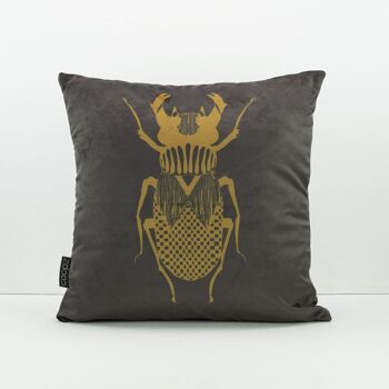 Housse de coussin Stag Beetle Velours Graphique Bois Bois/Laiton 60x60cm 2