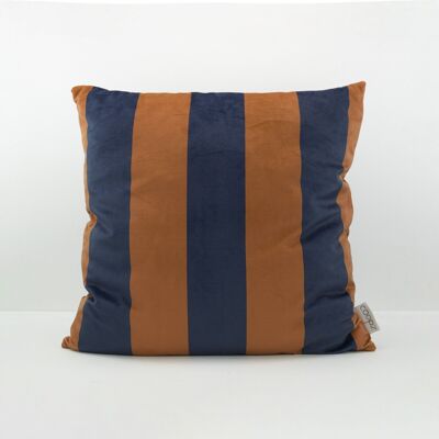 Housse de coussin Stripe Velvet Bleu-Orange Bleu/Orange 50x50cm