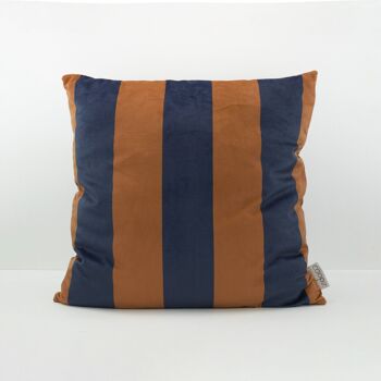Housse de coussin Stripe Velvet Bleu-Orange Bleu/Orange 50x50cm 1