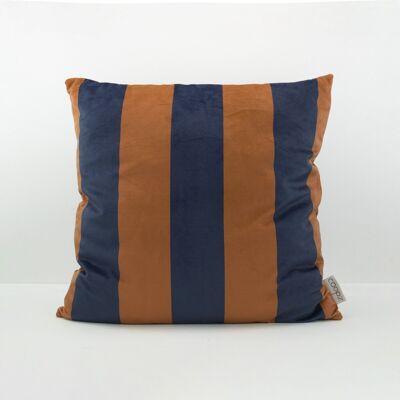 Funda de cojín Raya Terciopelo Azul-Naranja Azul/Naranja 50x50cm