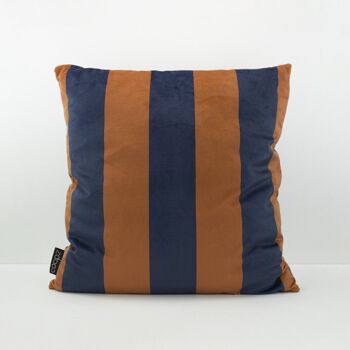 Housse de coussin Stripe Velvet Bleu-Orange Bleu/Orange 50x50cm 2