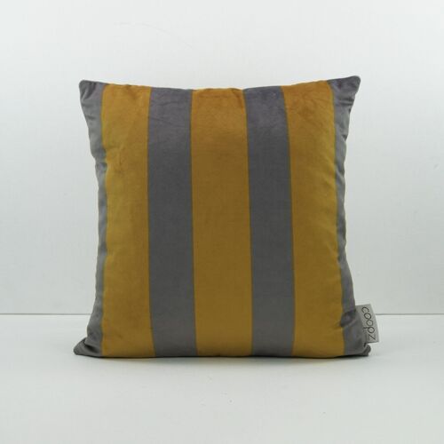 Kissenbezug Stripe Velvet Grau-Gelb Grey/Yellow 50x50cm