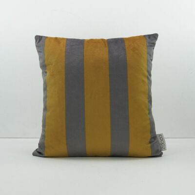 Funda de cojín Stripe Terciopelo Gris-Amarillo Gris/Amarillo 50x50cm