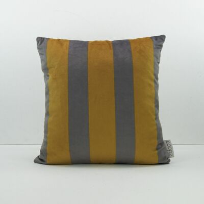 Cushion cover Stripe Velvet Grey-Yellow Grey/Yellow 50x50cm