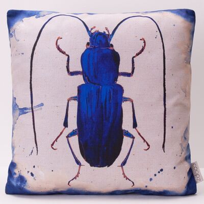 Coussin longicorne bleu 50 x 50 cm