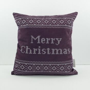 Coussin de Noël Joyeux Noël B Bordeaux 50x50cm 1