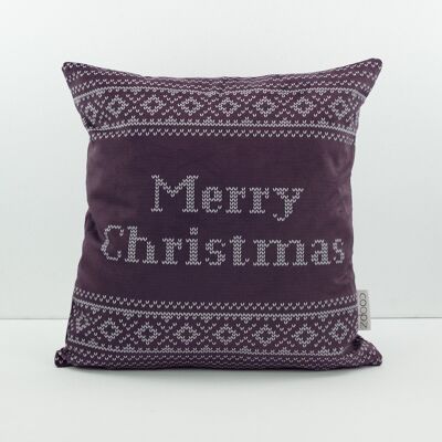 Cuscino natalizio Merry Christmas B Bordeaux 50x50cm